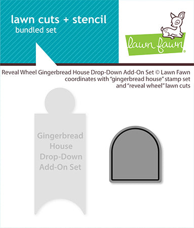 Lawn Fawn Reveal Wheel Gingerbread House Drop-Down Add-On Set die and template in packaging