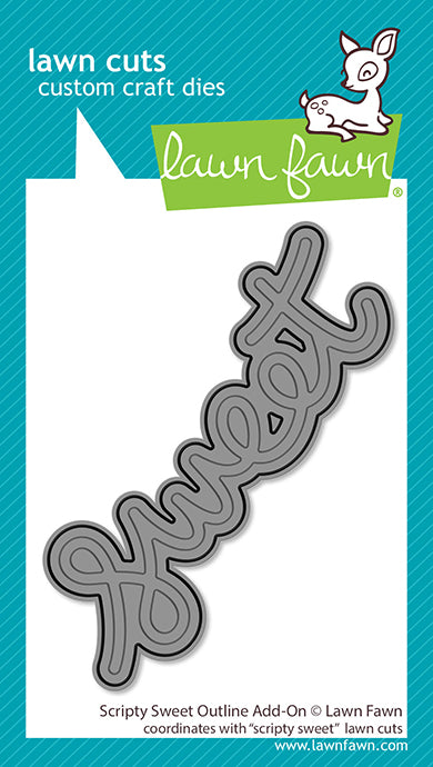 Lawn Fawn Scripty Sweet Outline Add-On Lawn Cuts die in packaging