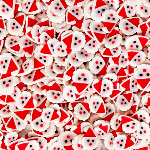 Lawn Fawn Santa Clay Pieces close up of red and white Santa hat and face pieces