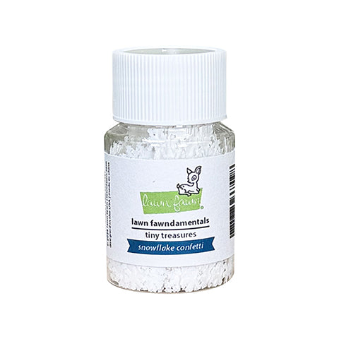 Lawn Fawn Snowflake Confetti in a twist top bottle