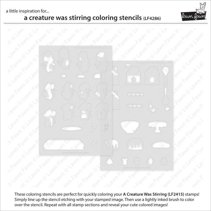 Lawn Fawn A Creature Was Stirring Colouring Stencils set of two stencil sheets