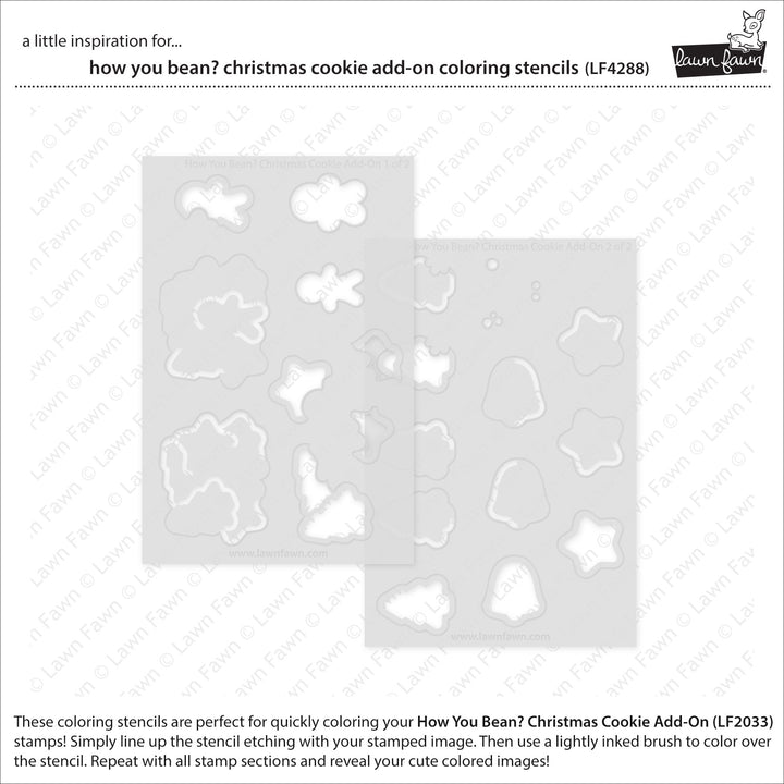 Lawn Fawn How You Bean? Christmas Cookie Add-On Colouring Stencils set of two stencil sheets