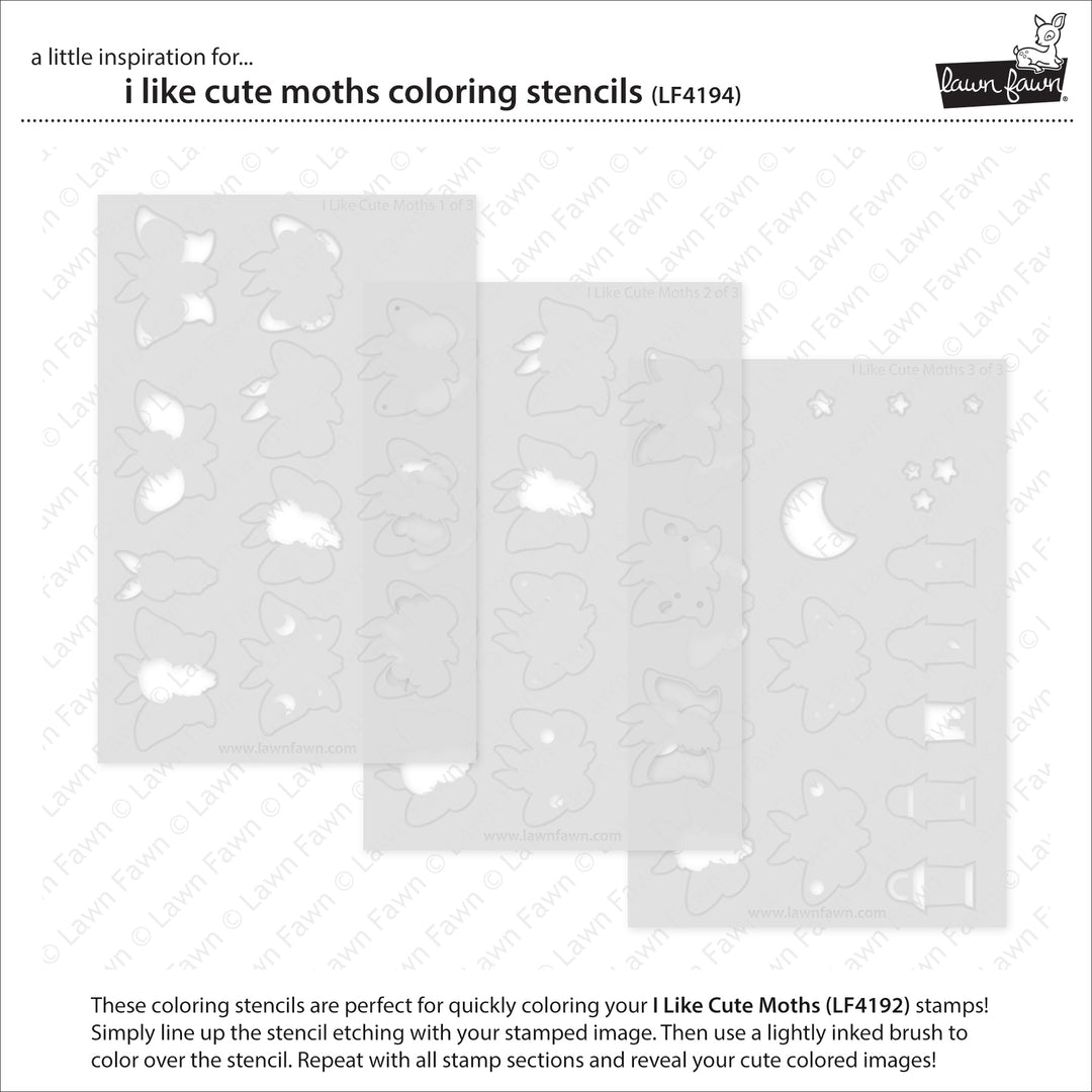 Lawn Fawn - I Like Cute Moths colouring Stencils