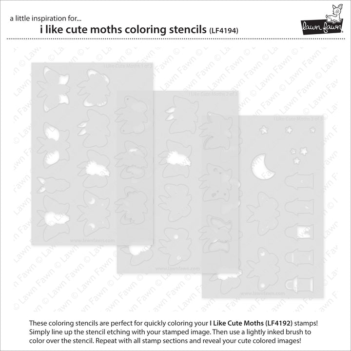 Lawn Fawn - I Like Cute Moths colouring Stencils