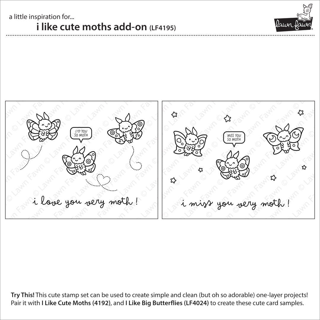 Lawn Fawn - I Like Cute Moths Add-On