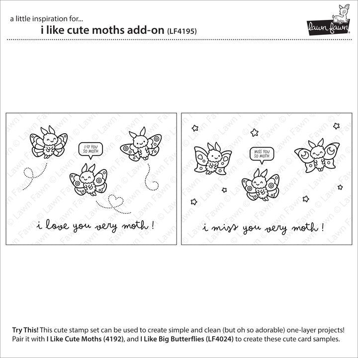 Lawn Fawn - I Like Cute Moths Add-On