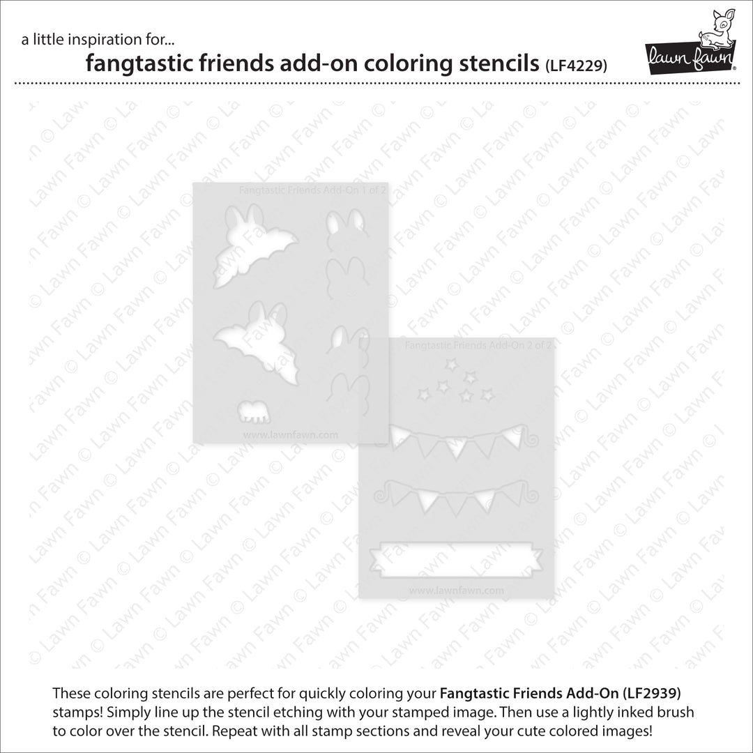 Lawn Fawn - Fangtastic Friends Add-On colouring Stencils