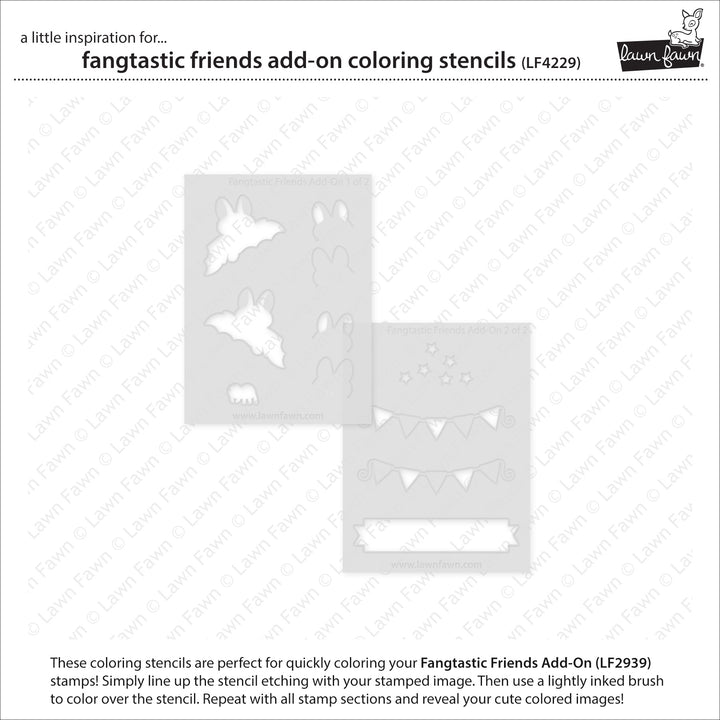 Lawn Fawn - Fangtastic Friends Add-On colouring Stencils
