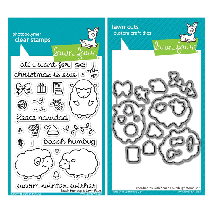 Lawn Fawn - LF0939 & LF0940 - Baaah Humbug - Stamp and Lawn Cuts Set