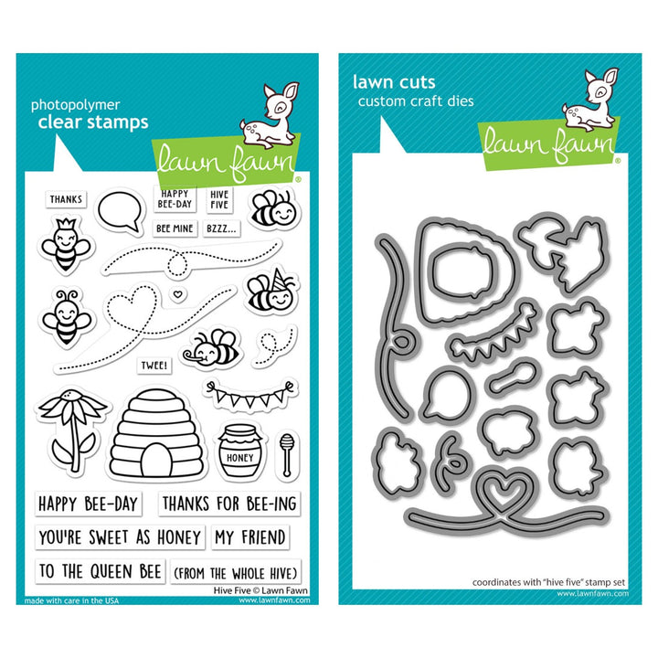 Lawn Fawn - LF2927-LF2928 - Hive Five - Stamp and Lawn Cuts Set