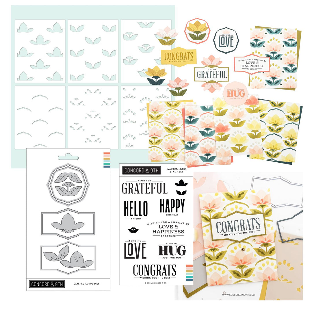 Concord & 9th - Layered Lotus Bundle - Stamps, Dies & Stencils