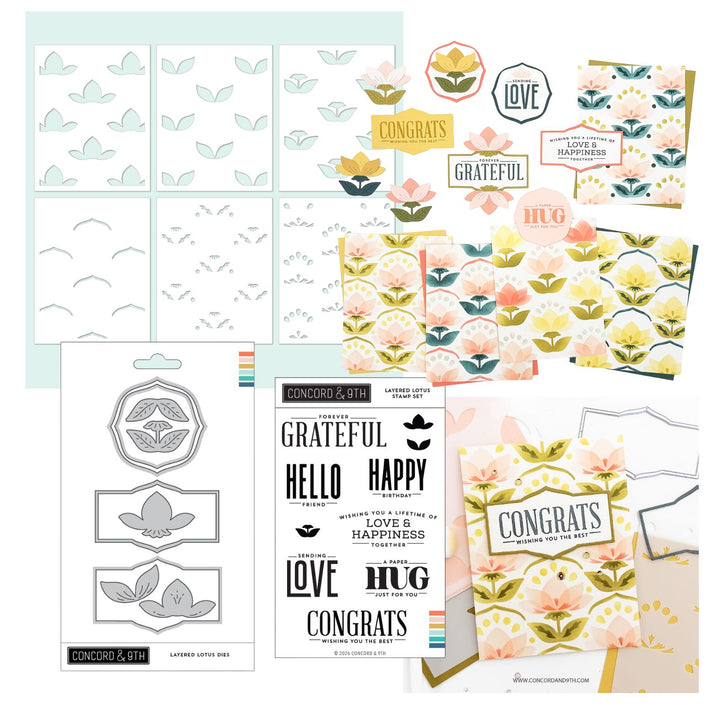 Concord & 9th - Layered Lotus Bundle - Stamps, Dies & Stencils