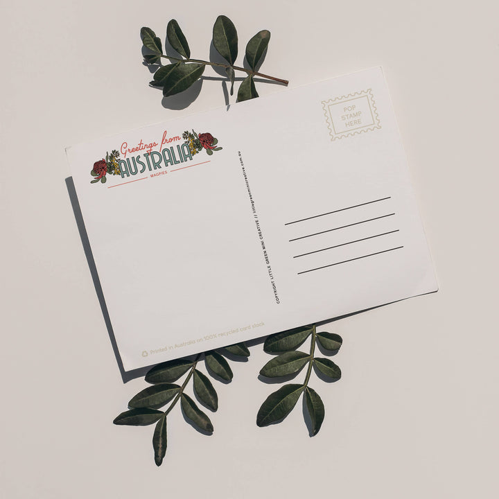 Postcard with decorative elements on a light background