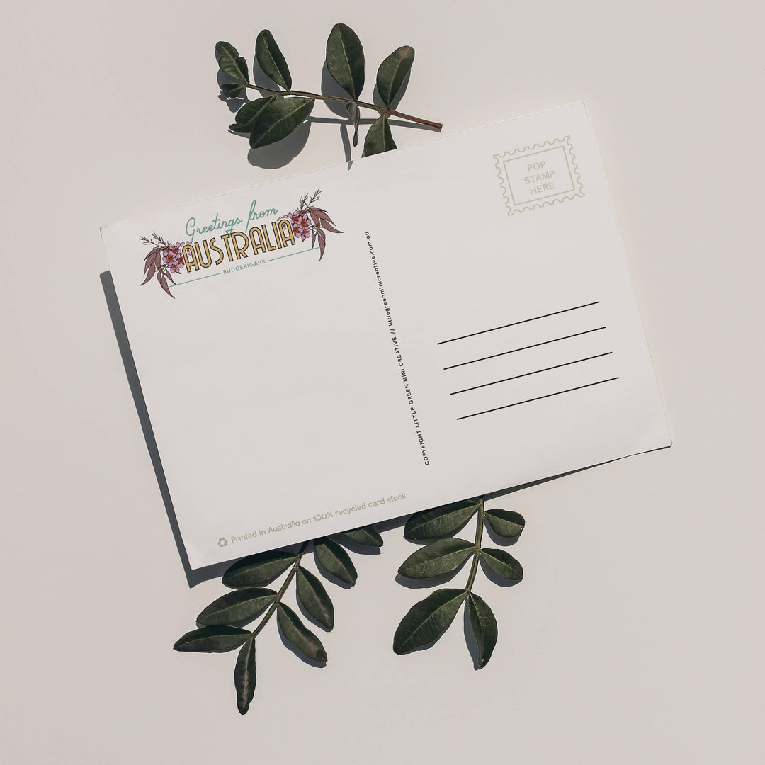 Postcard with decorative elements on a light background