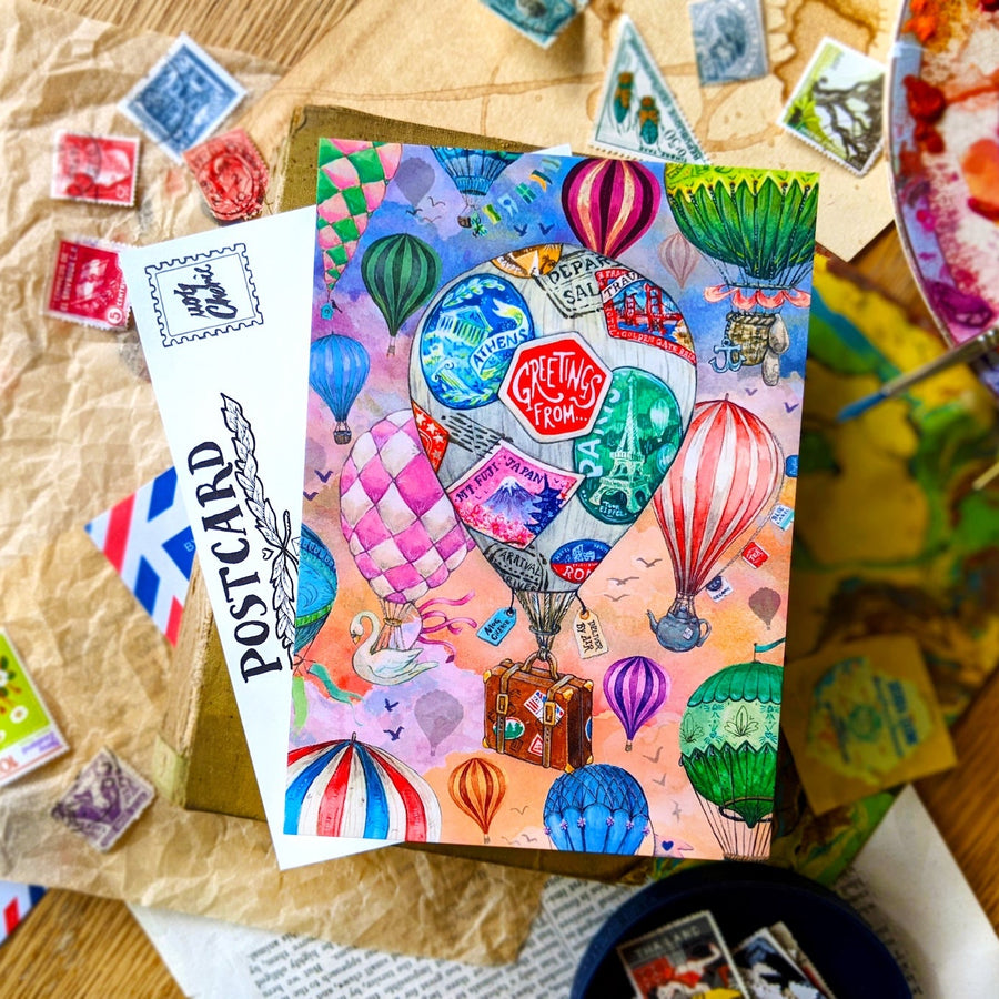MogCherie - Postcard - (MATTE) Hot Air Balloons