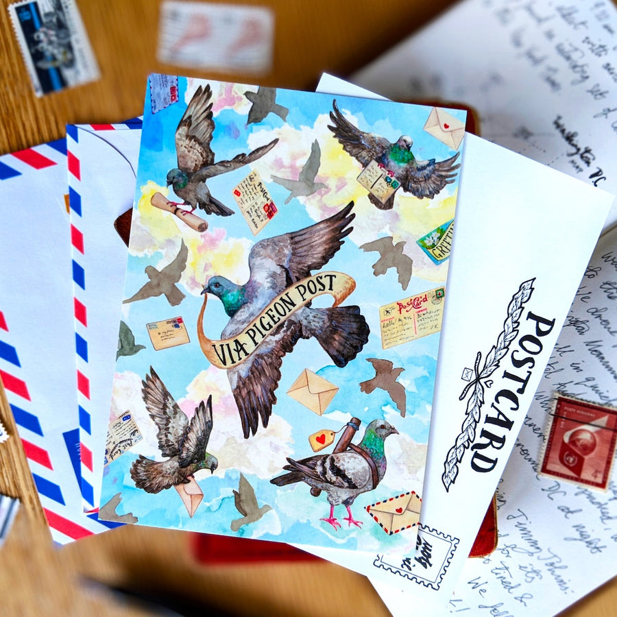 MogCherie - Postcard - (MATTE) Pigeon Post