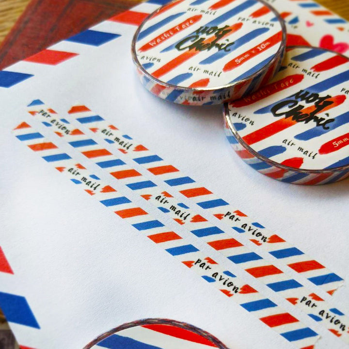 MogCherie - Washi Tape - Airmail Stripe 5mm x 10m