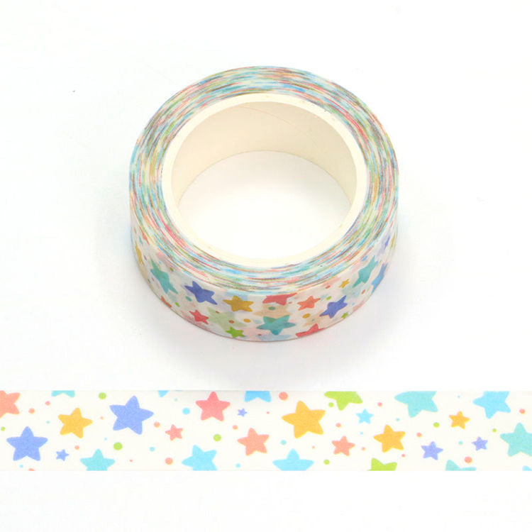 washi tape with rainbow coloured multi sized stars