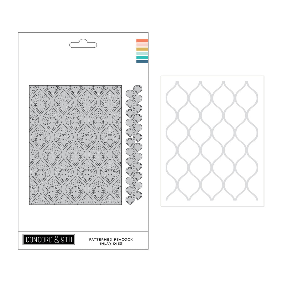 concord 9th patterned peacock embossing folder and inlay die bundle