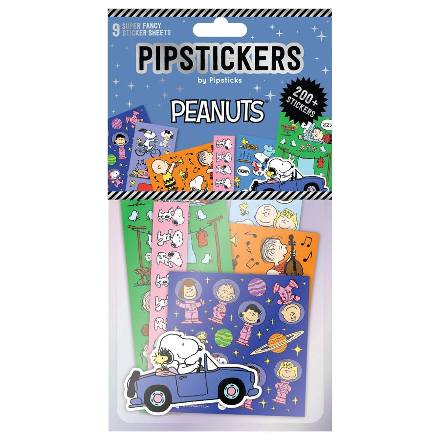 Packaging of Pipstickers by Pipsticks featuring Peanuts characters on a white background