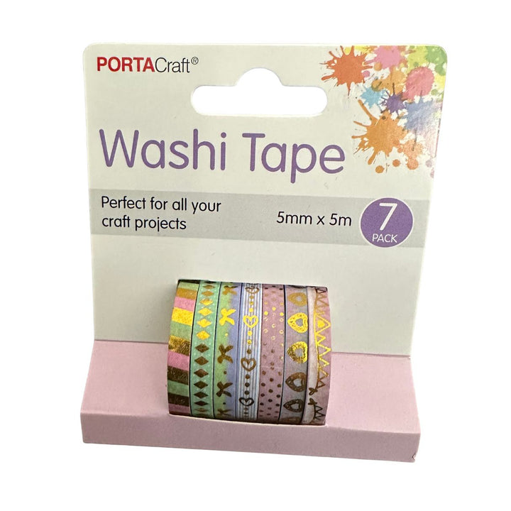 Porta Craft - Washi Tape - Slim 7Pk Gold Pastel