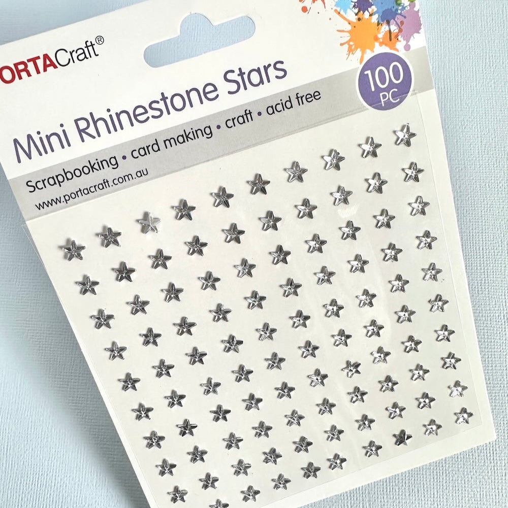 Mini rhinestone star embellishments in packaging