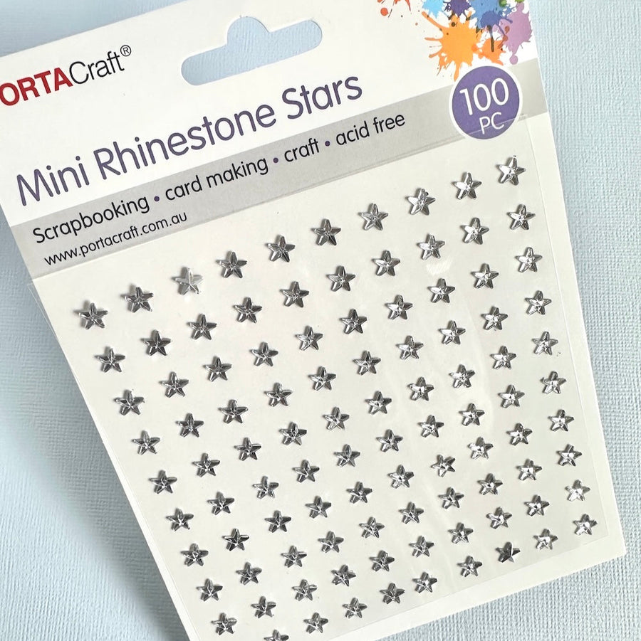 Mini rhinestone star embellishments in packaging