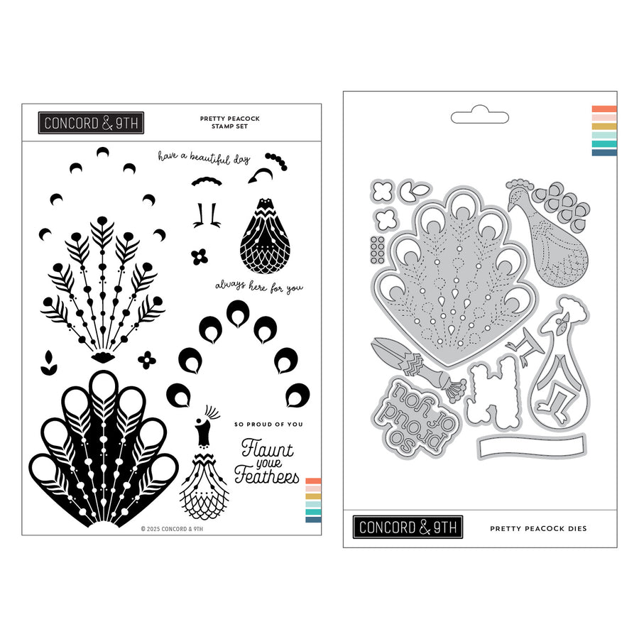 concord 9th pretty peacock stamp die bundle