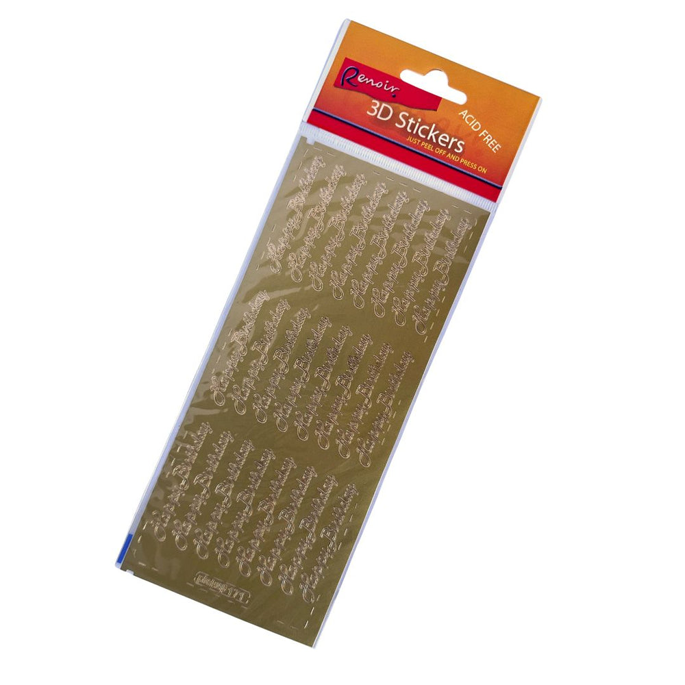renoir peel off stickers sentiments happy birthday gold foil