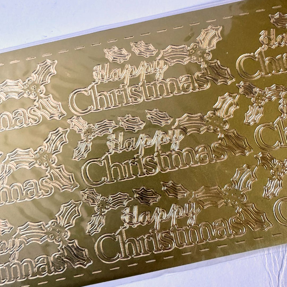 renoir peel off stickers sentiments happy christmas gold foil