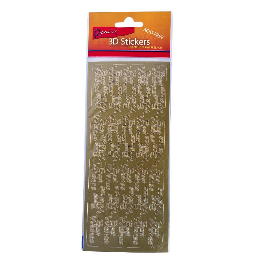 renoir peel off stickers sentiments best wishes gold foil