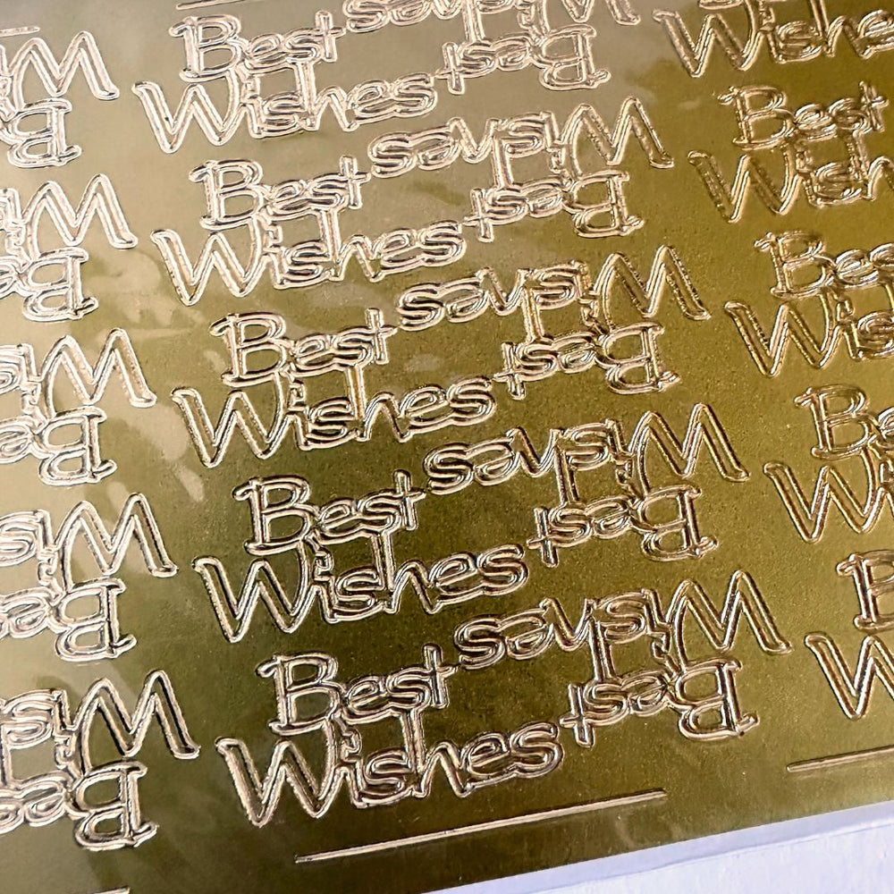 renoir peel off stickers sentiments best wishes gold foil