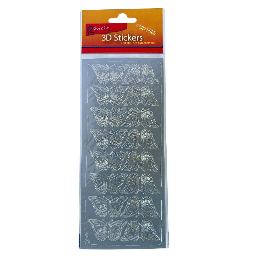 renoir peel off stickers butterflies silver foil