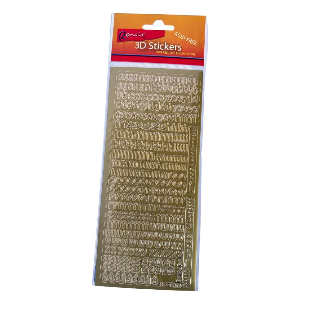renoir peel off stickers alphabet lower case gold foil