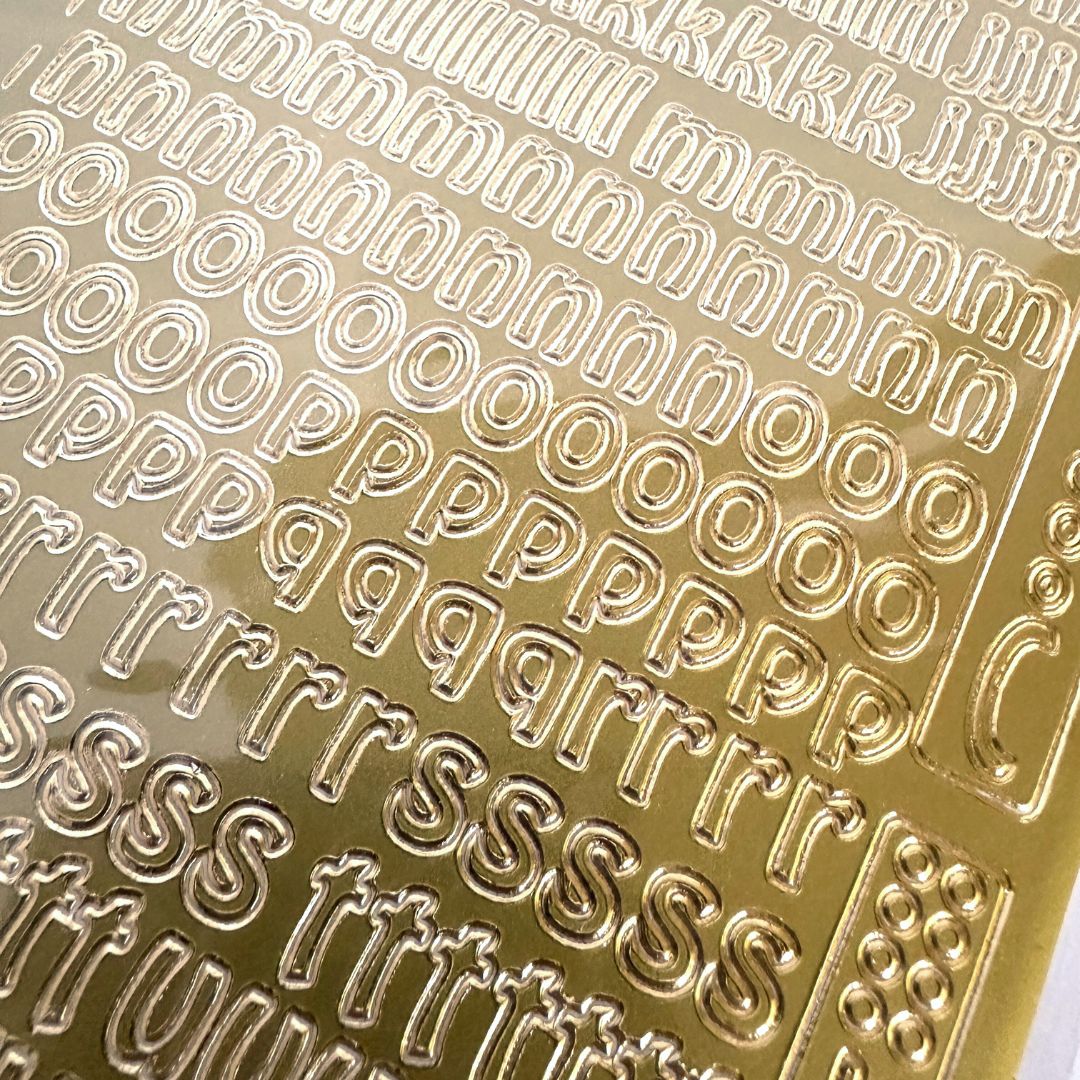 renoir peel off stickers alphabet lower case gold foil