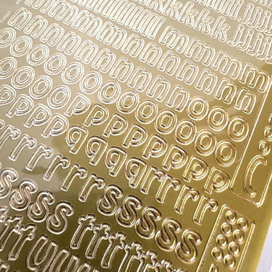 renoir peel off stickers alphabet lower case gold foil