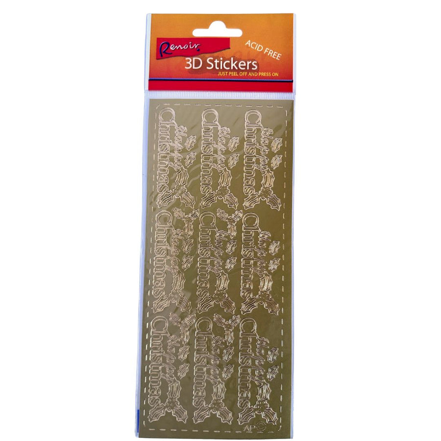 renoir peel off stickers sentiments happy christmas gold foil