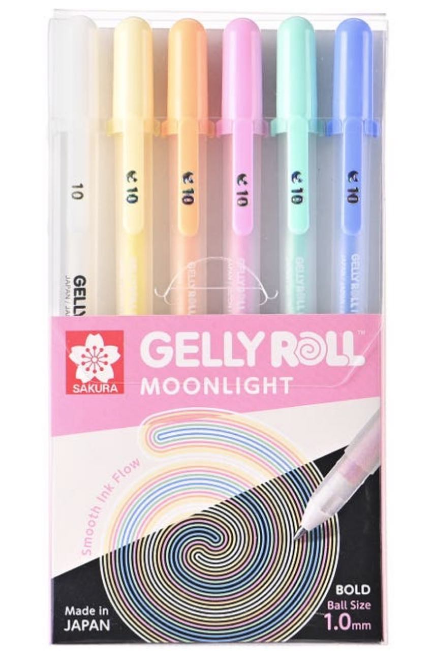 Sakura Gelly Roll Gel Pens 6pc Set Moonlight Pastel & White
