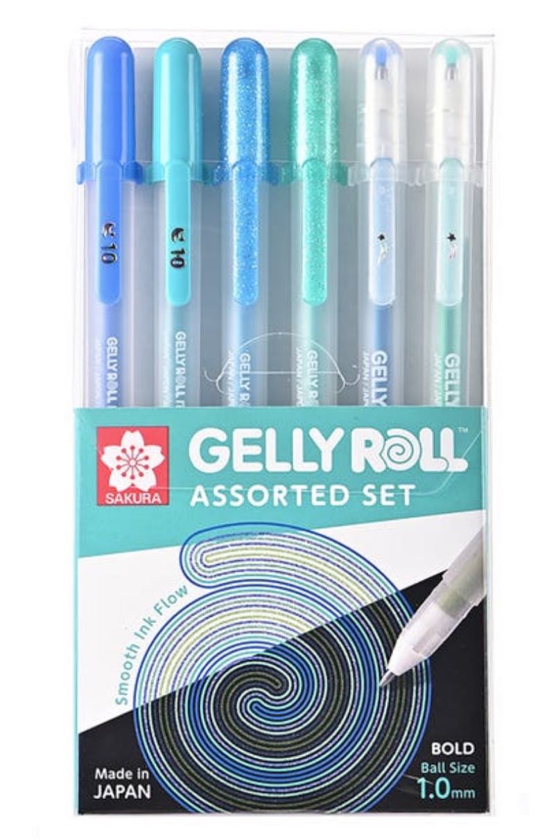 Sakura Gelly Roll Gel Pens 6pc Set Blue Assorted