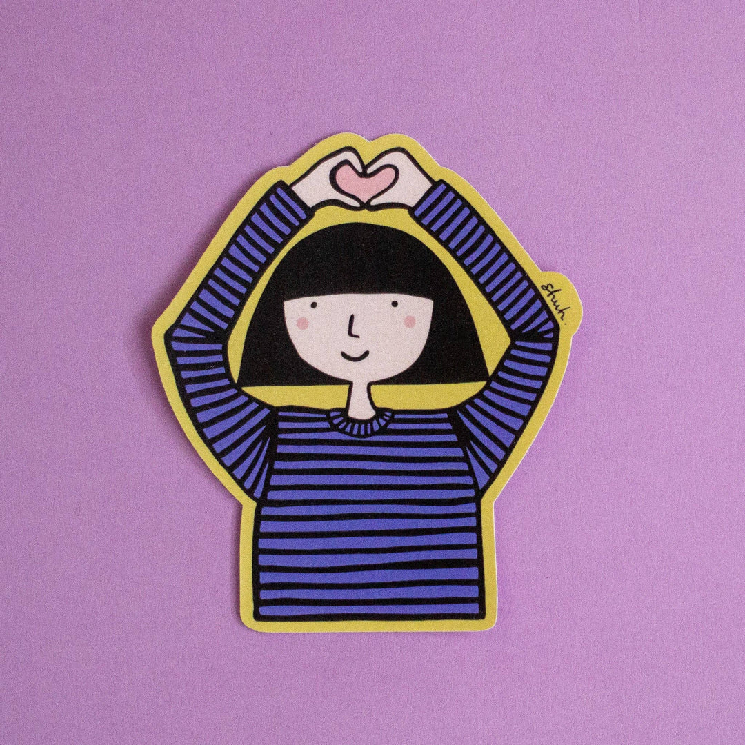 Shuh. Sticker - Sending Love on pink background