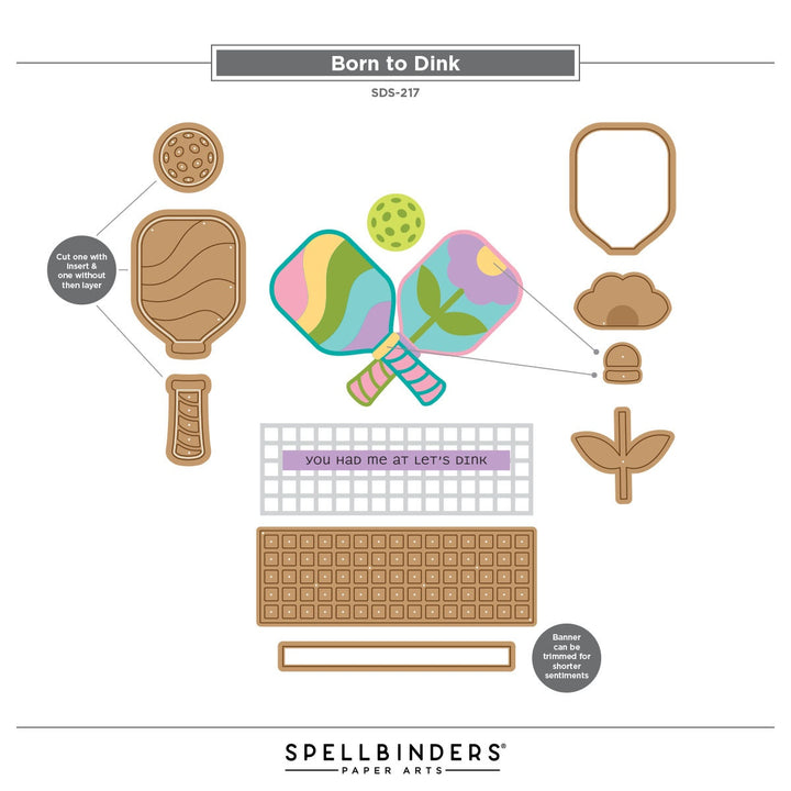 Spellbinders - Stamp & Die Set - This is life, Born to Dink