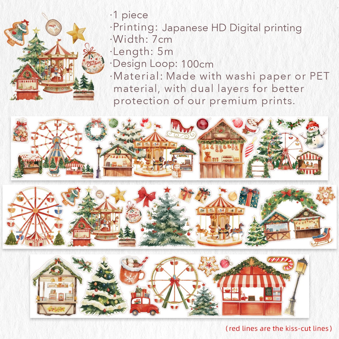 the washi tape shop pre cut christmas market wide washi pet tape details