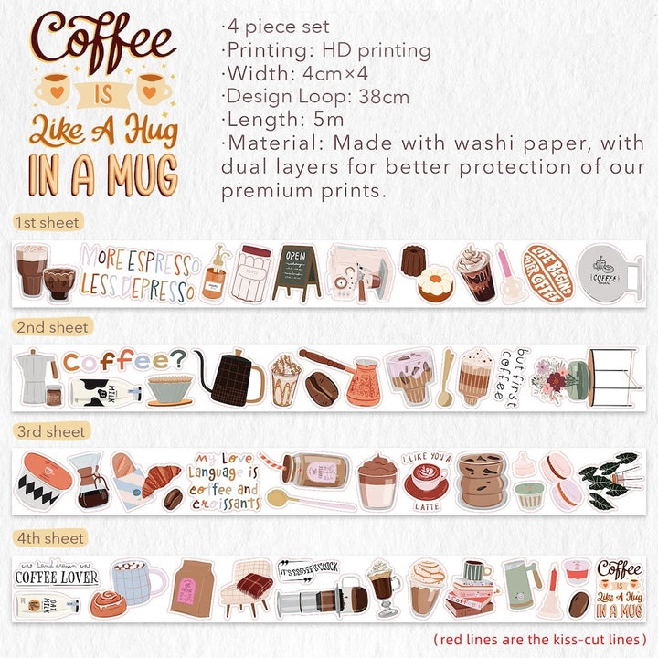 The Washi Tape Shop - Coffee? - Washi Tape Sticker Set