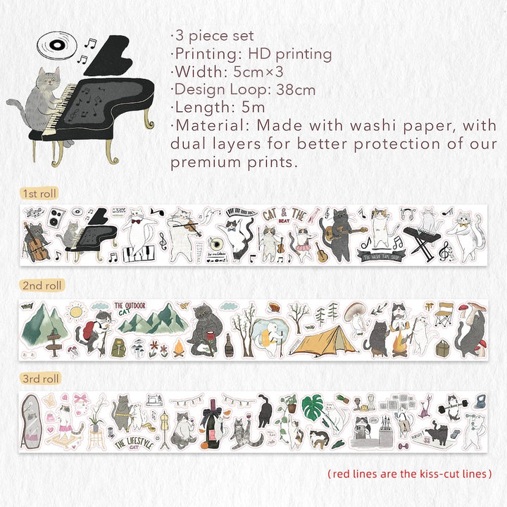 The Washi Tape Shop - Neko - Washi Tape Sticker Set