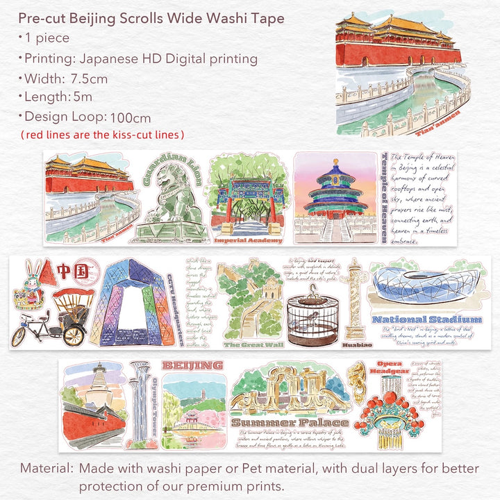 The Washi Tape Shop - Pre-cut Beijing Scrolls Washi/PET Tape