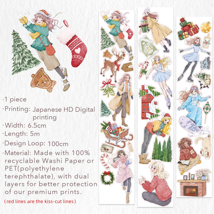 The Washi Tape Shop - Pre-cut Snowy Strolls Washi/PET Tape
