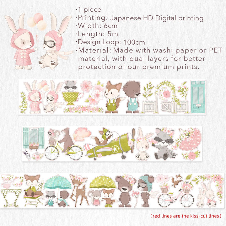 The Washi Tape Shop - Pre-cut Woodland Pals Washi/PET Tape