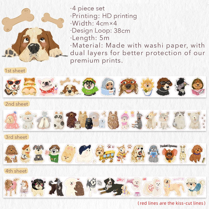 The Washi Tape Shop - Tail Waggers - Washi Tape Sticker Set