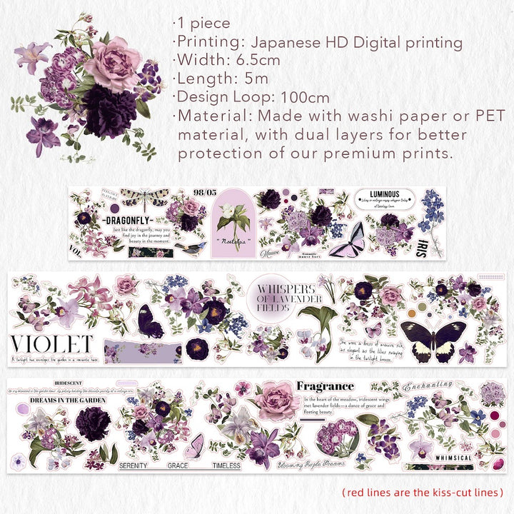 The Washi Tape Shop - Pre-cut Violet Veil Wide Washi/PET Tape