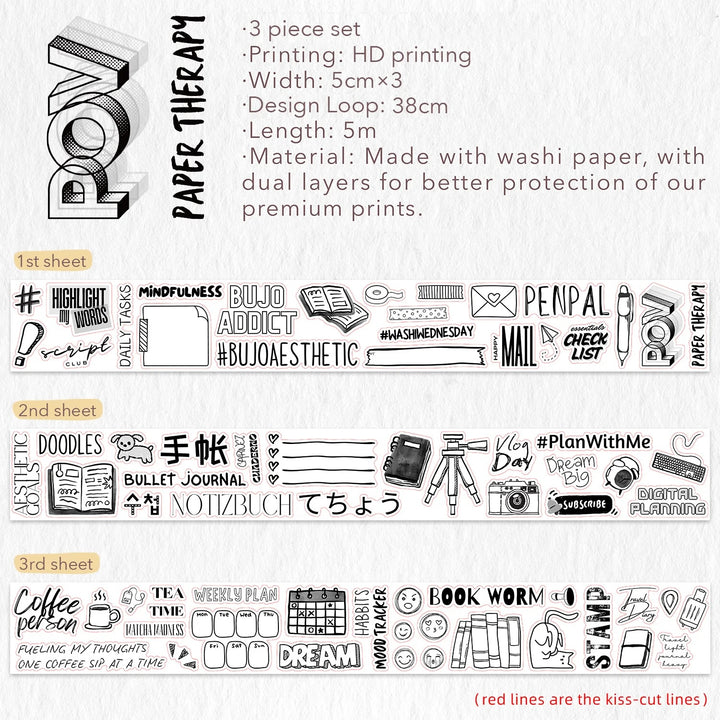 The Washi Tape Shop - Daily Bujo Washi Tape Sticker Set design loop